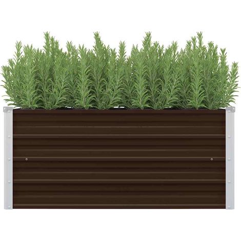 vidaXL Letto Rialzato Giardino Marrone 100x40x45 cm in Acciaio Zincato