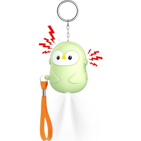130dB Alarme Personnelle Anti Agression, Manchot Alarme de Poche pour Femmes, Sirène Personnelle d'urgence avec Lumière LED, Porte Clef Alarmes de Sécurité pour Enfants Personnes Agées,Vert