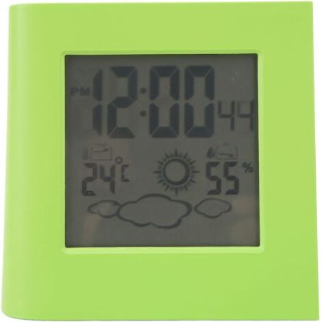 Réveil solaire à double énergie avec prévisions météo (température et humidité) - Vert (1/5)