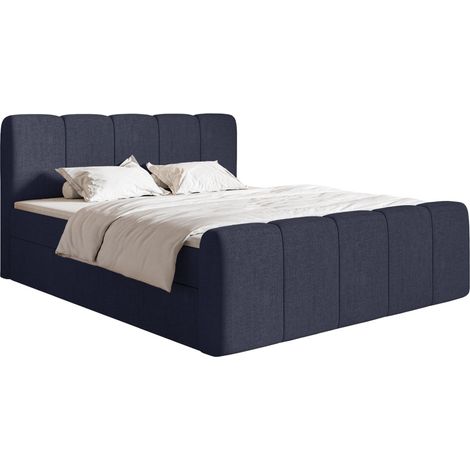 Selsey Cloudy II - Boxspringbett 200x200 cm, mit Bettkästen und Topper, Chenille Marineblau (1/5)