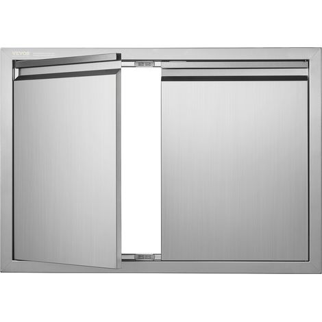 VEVOR Puerta de Acceso a Barbacoa 762 x 532 x 45 mm Puerta de Cocina Exterior Doble Puerta Empotrada de Acero Inoxidable con Manija para Isla de Barbacoa, Estación de Parrilla, Armario Exterior