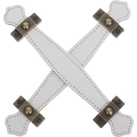 Lot de 2 poignées de porte alliage zinc revêtement cuir PU blanc, poignée remplacement vintage 1 trou pour tiroirs, valises, armoire (1/5)