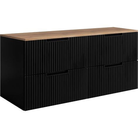 Mobile da bagno, nero/chêne Craft, 120 (2 x 60) x 58.6 x 46 cm