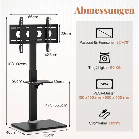 Tv stand for 32 70 inch screens with adjustable height