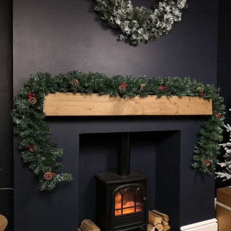 Premier 270cm (9ft) Christmas Garland Decoration With Red Berries & Cones (1/5)