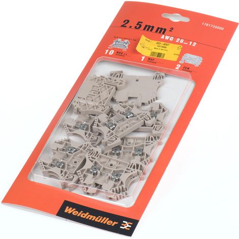 Bloc de jonction rail DIN Weidmuller WDU, 2.5mm², A visser ( Prix pour 1 )