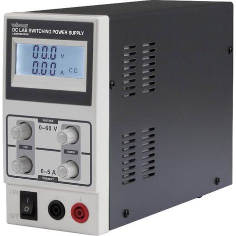 Velleman Alimentation de laboratoire, à découpage, réglable, 0-60 VCC/0-5 A, limitation de courant, protection contre les courts-circuits, affichage LCD, gris (1/4)