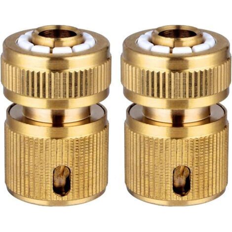2 Pack Brass Hose Repair Connector, Garden Hose End Quick Connector, for 1/2 Inch Garden Hose Quick Extension Connector,Ext Faucet Adapter (1/3)