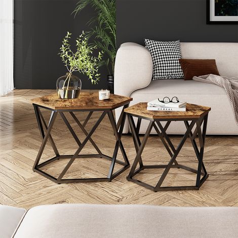 Couchtisch-Set Fyrk, Eiche rustikal, 57 x 57 cm 2er-Set, Vicco