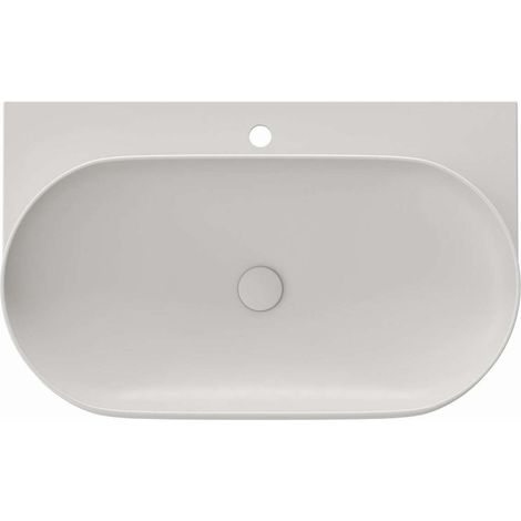 Ravak Yard - Lavabo 81x50 cm, sin rebosadero, orificio para grifería, Smoke Grey XJX0O280000 (1/5)