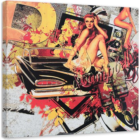 Tableau sur toile Pop Art Femme abstraite 40x40 (1/5)
