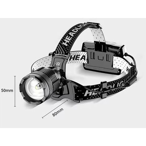 Lampe Frontale LED USB-C Rechargeable, Ultra Puissante 90000 Lumens 4 Modes Lampe Frontale avec Capteur, Batterie 9000mAh Zoom IP65 Étanche Angle de 90 ° Réglable pour Camping en Exté (1/3)