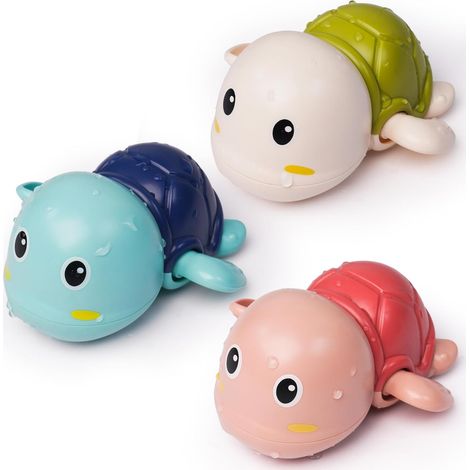 Jouets de bain - 3 pièces - Adorable tortue nageuse pour le bain, adaptée aux enfants de 1 à 3 ans, jouet flottant à remonter pour les garçons et les filles dès 1 an, jouets de bain pour bébés (1/3)