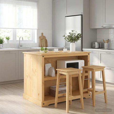 vidaXL Set isola da cucina 2 pz Cera di Miele 112 x 77 x 91,5 cm (1/5)