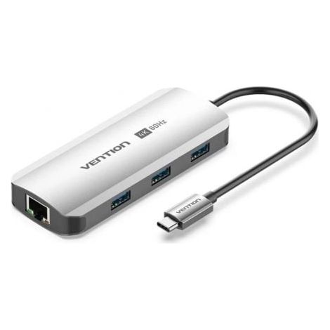 Docking USB Tipo-C Vention TQHHB/ 1xHDMI 4K/ 3xUSB/ 1xUSB Tipo-C PD/ 1xRJ45/ Gris