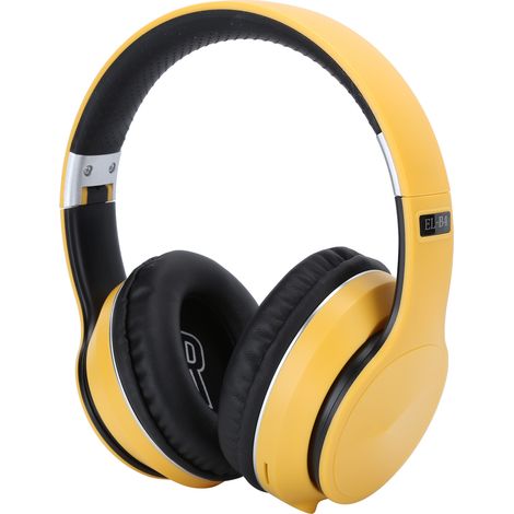 Casque audio Bluetooth sans fil pliable, pliable, stéréo, pour le sport, avec mode radio (jaune) (1/5)