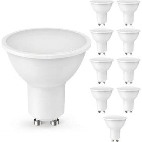 Ampoule LED GU10, lot de 10, 5 W (équivalent halogène 50 W), blanc chaud 3000 K, 450 lm, lumineuse et protectrice pour les yeux, non dimmable - XIN (1/5)