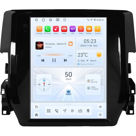 Lettore multimediale per auto, touchscreen, supporta diversi formati, compatibile con Honda Civic 2015-2020, telecamera posteriore QS8 AIPRO (1/2)