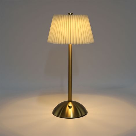 Lampe de table plissée sans fil avec interrupteur à commande tactile, 1200 mAh, alimentée par batterie rechargeable, table de chevet pour chambre à coucher, salon, beige (1/5)