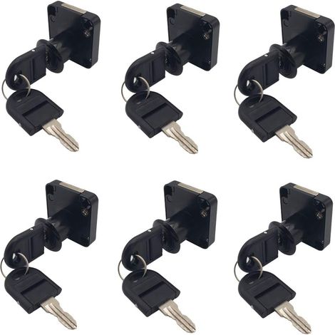 Lot de 6 verrous PUROCEAN à verrouillage égal pour tiroirs de bureau, meubles, armoires, boîtes à outils, bureaux (dimensions incluses). (1/4)