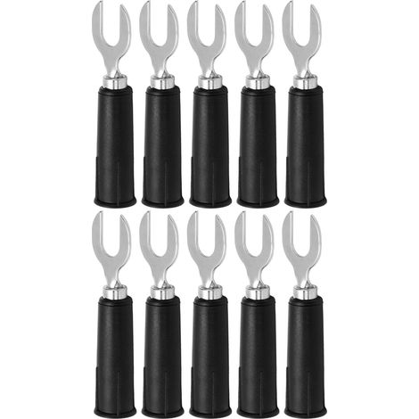 10 Stück J.20019 6 mm U-förmiger Einsatzstecker, hochdruckbeständig, Y-Typ Bananenstecker für elektronische Industriegeräte, Schwarz (1/5)