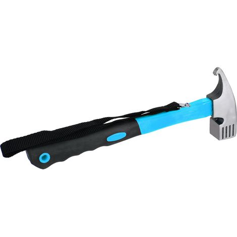 Marteau de Camping Extérieur à Tête Haute Résistance, Manche Caoutchouc avec Dragonne (Bleu) (1/5)