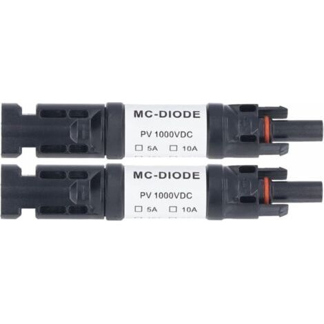 Lot de 2 Pièces de Connecteur PV Solaire 1000 V Diode Anti-retour Intégrée IP68 étanche pour Connexion Panneau Solaire(10A) (1/4)