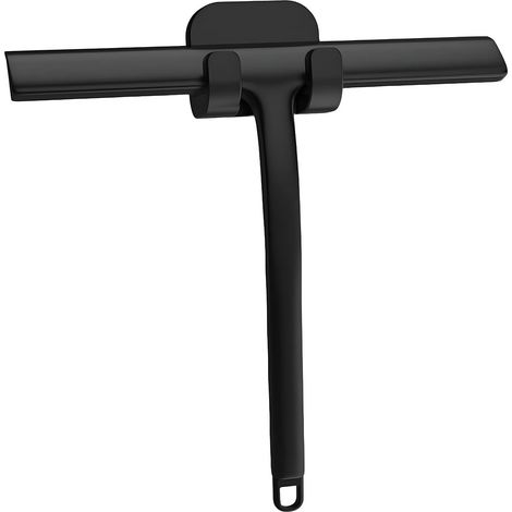 Raclette Douche, Raclette de Douche, Raclette vitre Douche avec Support en Silicone, pour Douche, Salle de Bain, Carrelage, Miroir, Fenêtre, 21cm, Noir (1/5)
