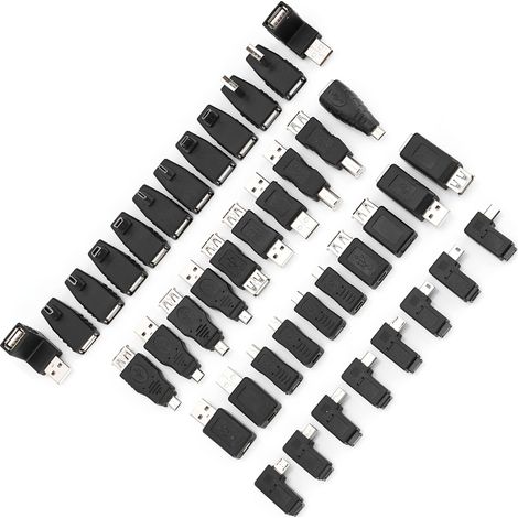 Lot de 40 adaptateurs coudés USB 2.0 pour connecteurs mini et micro USB, mâles et femelles (1/5)