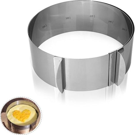 Cake Ring - Stainless Steel Adjustable Baking Ring - 16 To 20 Cm Diameter 8 Cm Height - For Mousse Cakes And Layer Cakes - 1 Piece (1/5)