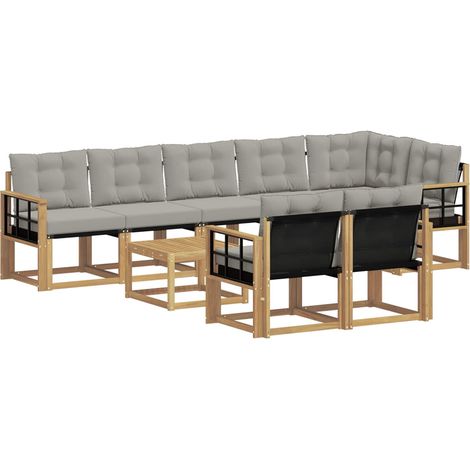 Set di divani da esterno 9 pz Bianco e Grigio Chiaro vidaXL (1/5)