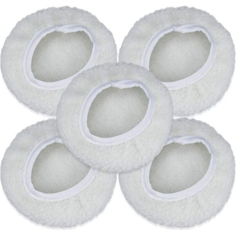 Lot de 5 Bonnet de Polissage, 125-150mm Kit Auto Disque Polissage Bonnet en Laine Tampons de Cirage pour la Plupart des Polisseurs de Voiture-LIAIKI (1/5)