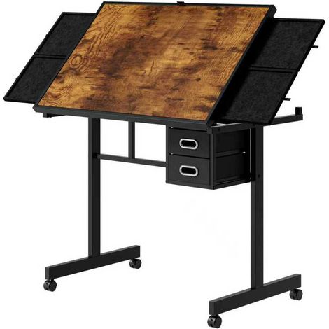 Table pour puzzle 1000 pièces avec plateau bois, 4 tiroirs en feutre et 2 tiroirs en non-tissé, roulettes avec frein (1/5)