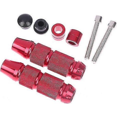 2 Stück Universal CNC Aluminium Motorrad-, Fahrrad- und ATV-Fußrasten – Rot (1/5)