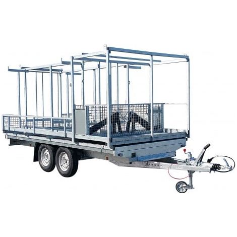Altrad – Remorque voiture avec container 4,12m x 1,91m – Charge utile 2060kg – Châssis tôle galvanisée – Freinage inertie (1/2)