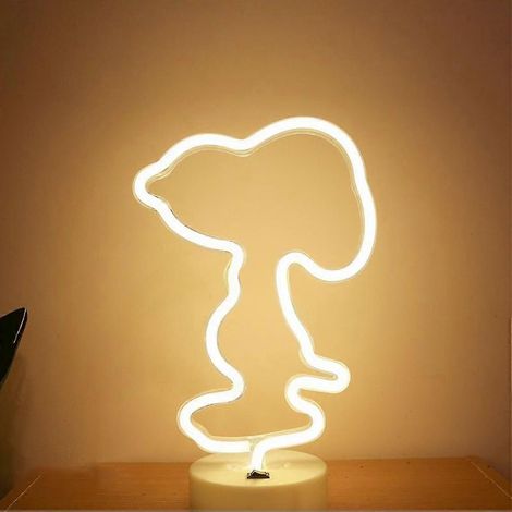 Enseigne lumineuse néon Snoopy, néon LED chaud, lampe de table décorative pour chambre d'enfant, fête d'anniversaire