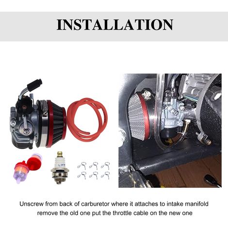 Carburatore da competizione a 2 tempi per motori da 49cc, 50cc, 66cc, 80cc e 100cc con filtro dell'aria per motori a benzina, motociclette, biciclette, scooter, ciclomotori e moto da cross.