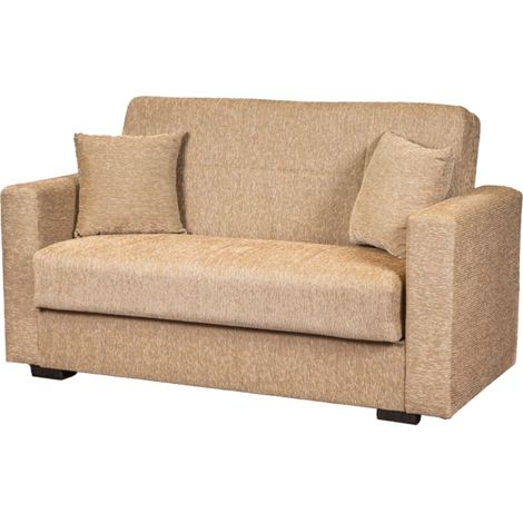 divano letto "nora" 2 posti in tessuto beige, 155x80x87 cm