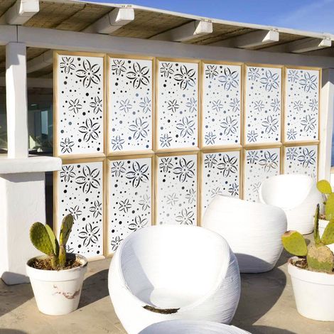 FLOWERS - Modules décoratifs en bois et PVC - Couleur : blanc - Dimension : 73x148 cm
