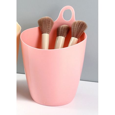 Mini poubelle suspendue, petit bac de rangement, boîte de rangement murale, porte-stylo de bureau pour étudiant, rose. (1/5)