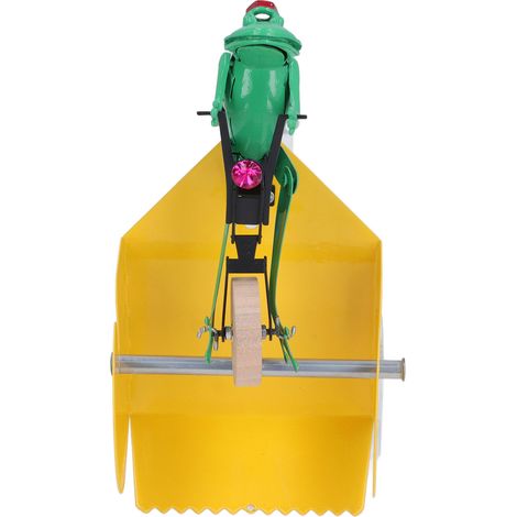 Porte-papier toilette grenouille sur monocycle en fer et bois, mural, ludique, distributeur pour salle de bain et cuisine (1/5)