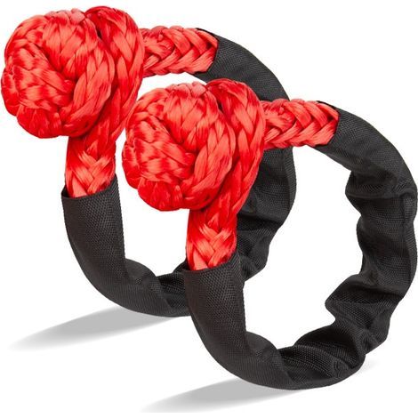 2 pièces Cordes de remorquage à Manille Souple pour Camion ATV Marine, Sangles de récupération extérieures Monobloc, Rouge (1/5)