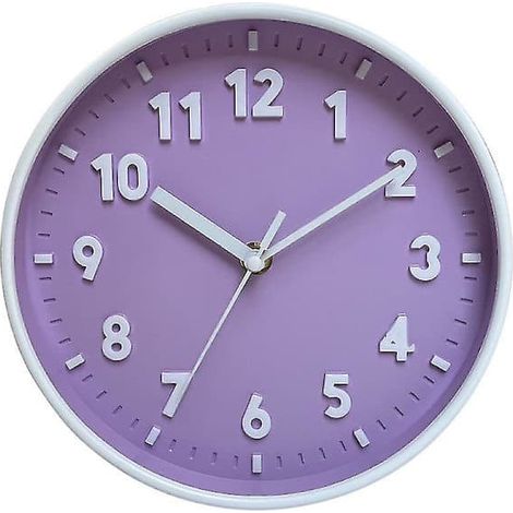 Horloge murale moderne et simple aux couleurs acidulées, horloge silencieuse pour salon, horloge murale pour la maison, nouvelle horloge murale violetteTF horloge violette (1/5)