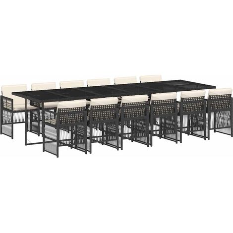 Maison Exclusive - Set da Pranzo da Giardino 13pz con Cuscini Nero in Polyrattan (1/5)