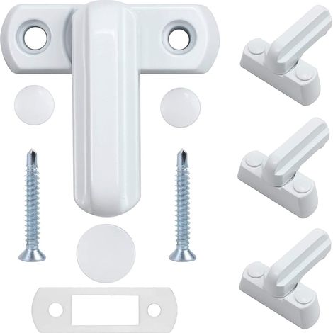Verrou de fenêtre en alliage de zinc en 4 pièces - 4 verrous de porte blancs - convient à la sécurité domestique de tous types de portes et fenêtres. (1/5)