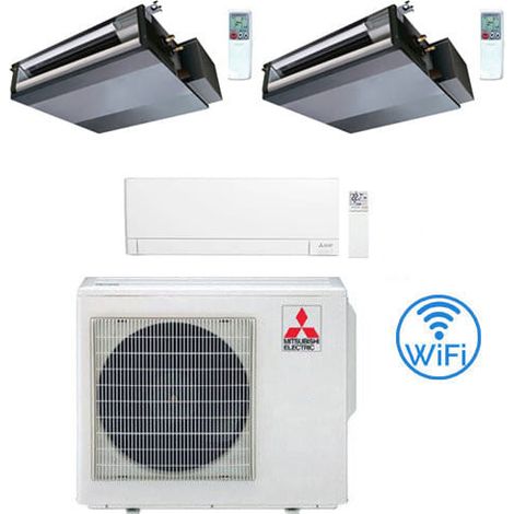 Climatizzatore Condizionatore Mitsubishi Canalizzabile + MSZ-AY R32 SEZ-M DA Trial Split Inverter 9000 + 9000 + 9000 BTU con U.E. MXZ-3F68VF Classe A++/A+ (1/4)