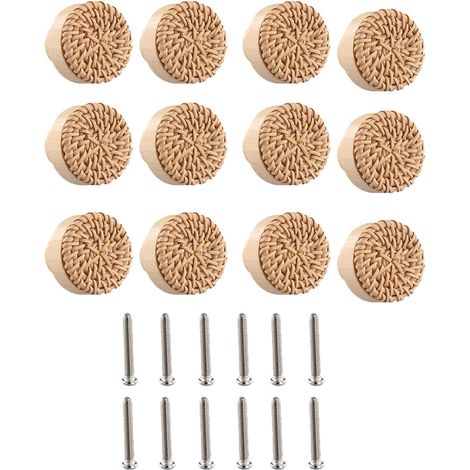 Ensemble de 12 poignées tiroir en bois, boutons décoratifs bois (1/5)
