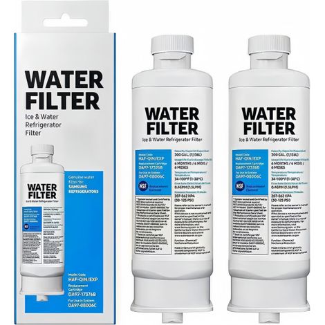 Ortviai Lot de 2 Filtres à Eau pour Réfrigérateur Samsung - Compatible avec HAF-QIN/EXP, DA97-17376B, DA97-08006C - Cartouche Filtrante de Rechange Haute Performance pour Eau et Glaçons (Blanc) (1/5)