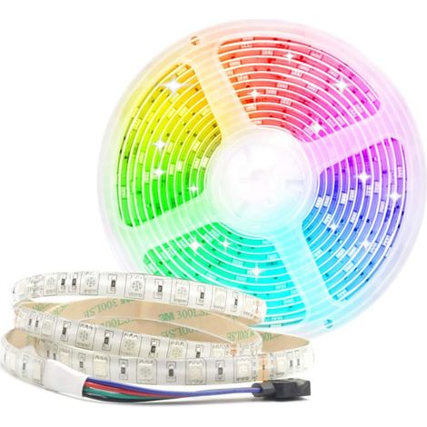 12V Ruban LED Flexible Imperméable 5M RGB 300LEDs 5050smd Bande LED IP65 Etanche pour Noël et Fête Eclairage Et Lumières Décoratives Intérieur et Extérieur (1/5)