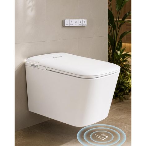 WC japonais, WC suspendu avec fonction bidet, chauffage de siège, fonction odeur, ouverture automatique du couvercle, fonction de rinçage automatique et télécommande (1/5)